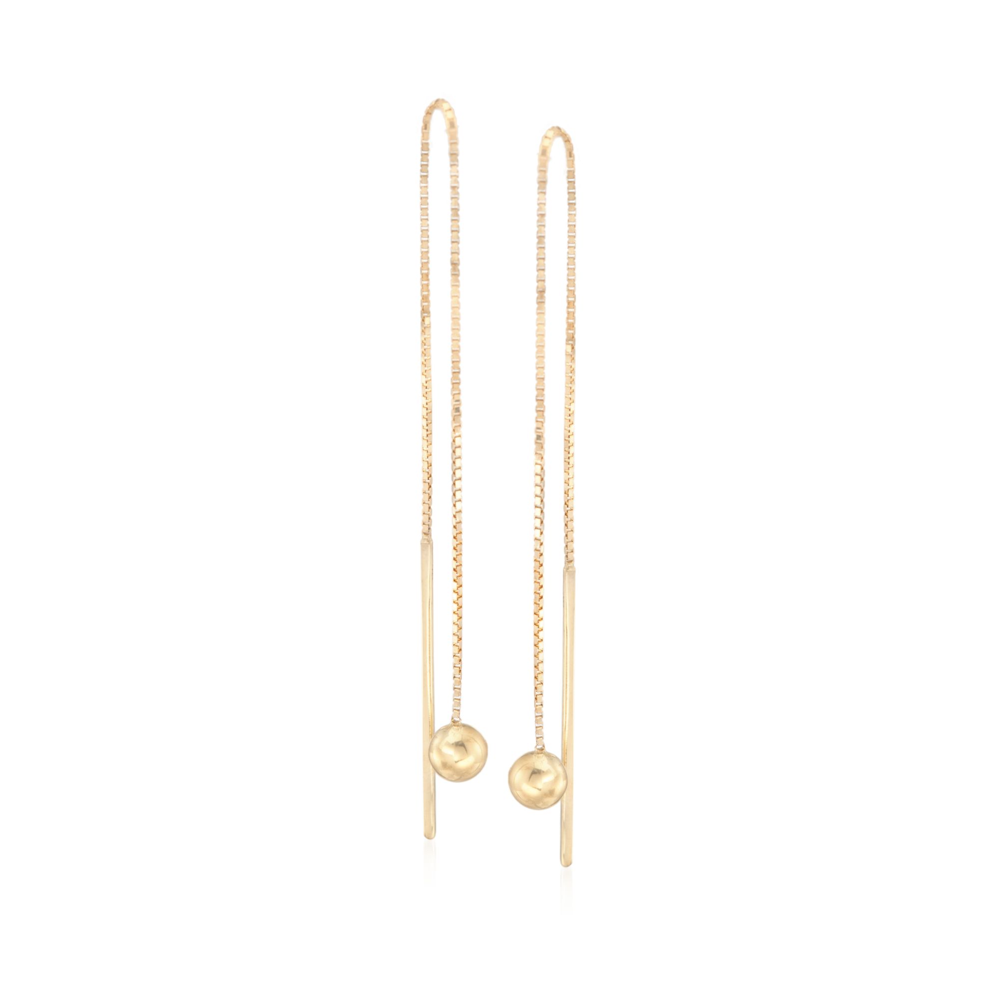 14kt Yellow Gold Ball Drop Threader Earrings | Ross-Simons