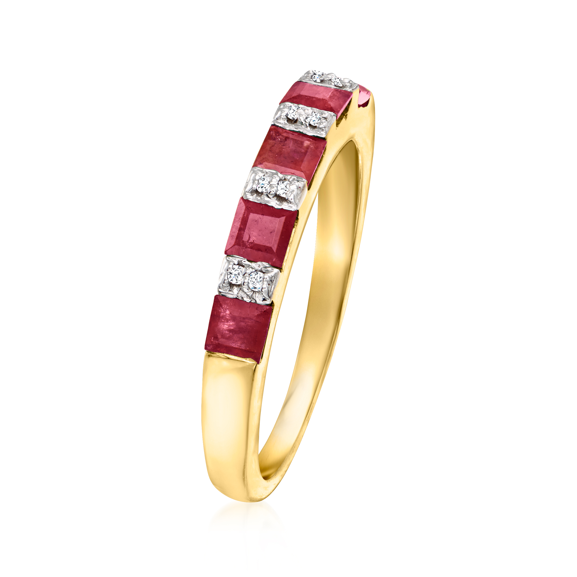 Natural 1.21 Ct Ruby & Diamond Double Solitaire 14kt Gold good over Sterling Size 7