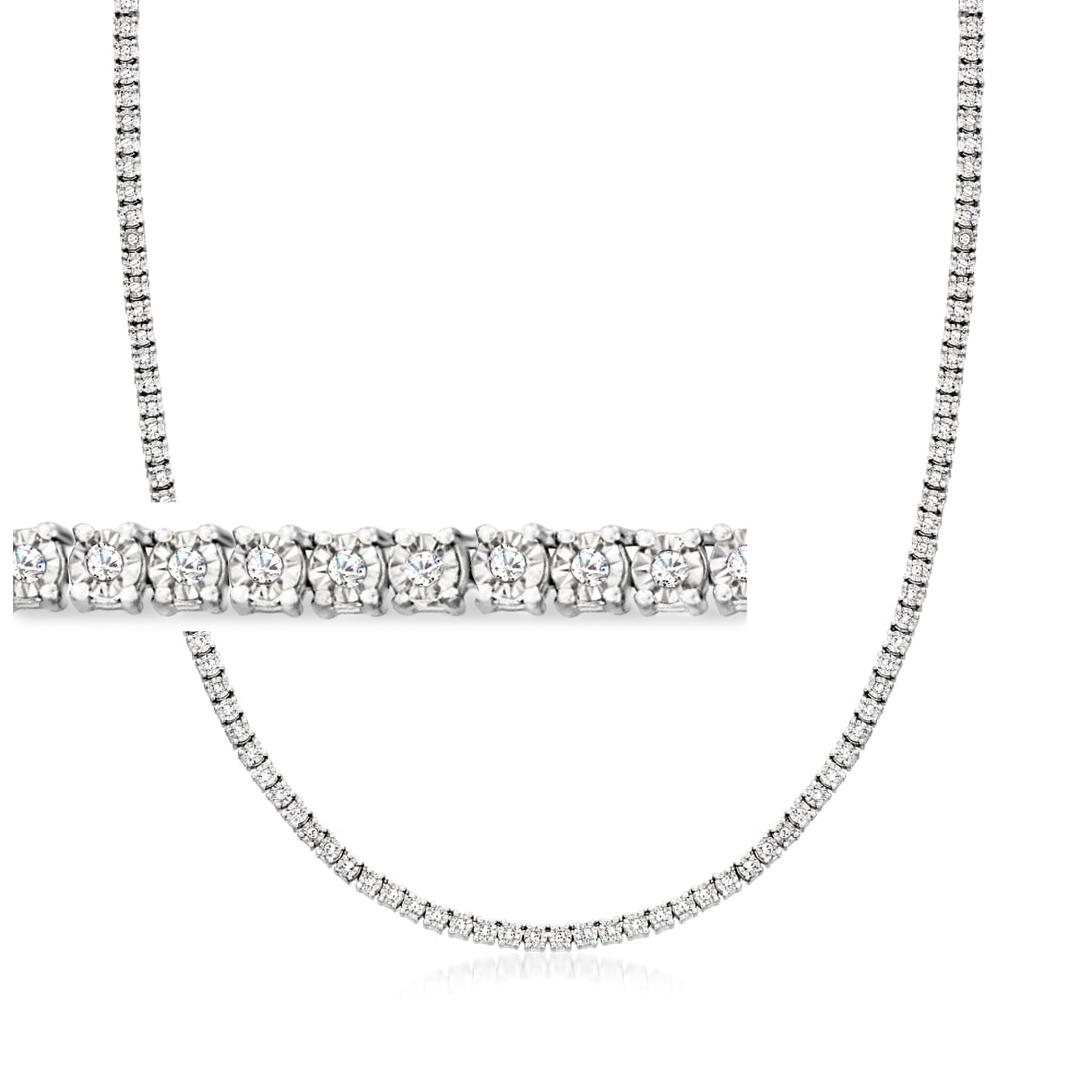 1.00 ct. t.w. Diamond Tennis Necklace in Sterling Silver | Ross-Simons