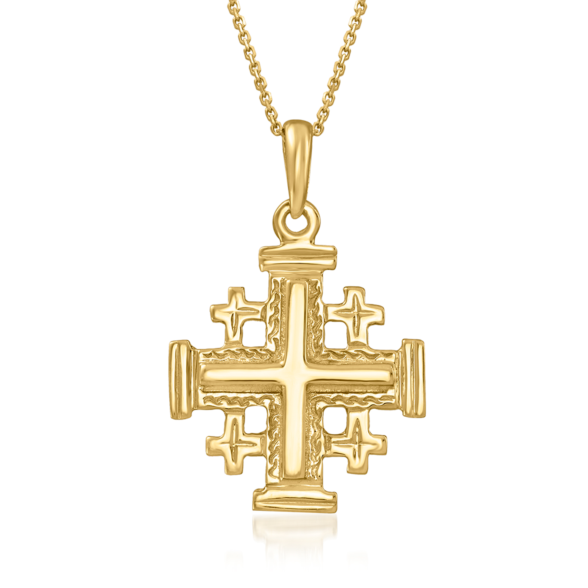 14K Gold Classic Jerusalem Cross Pendant With Diamonds ...