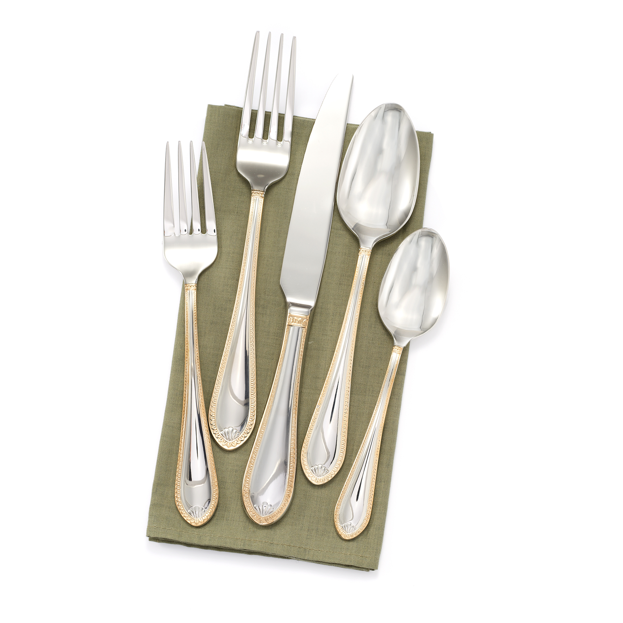 Towle "Sinclair Gold" 18/10 Stainless Steel Flatware Set with 24kt Gold  Accents | Ross-Simons