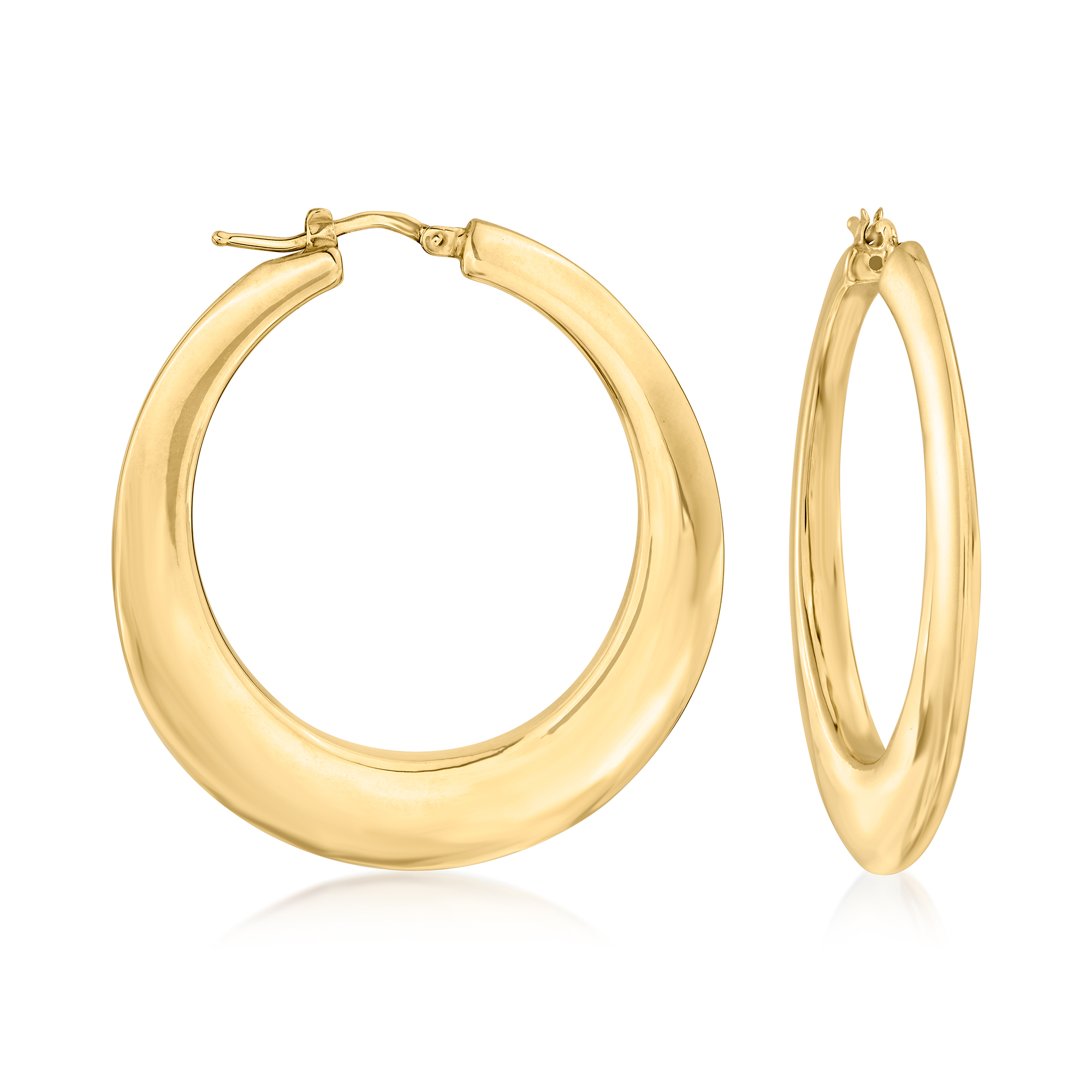 Italian 14kt Yellow Gold Hoop Earrings. 1 3/4" | Ross-Simons