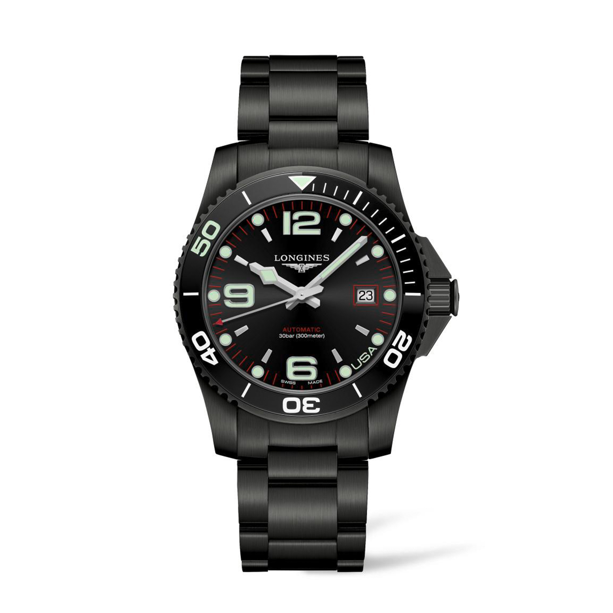 Longines Hydroconquest Men's 41mm USA Edition Stainless Steel and Black PVD  Watch | Ross-Simons