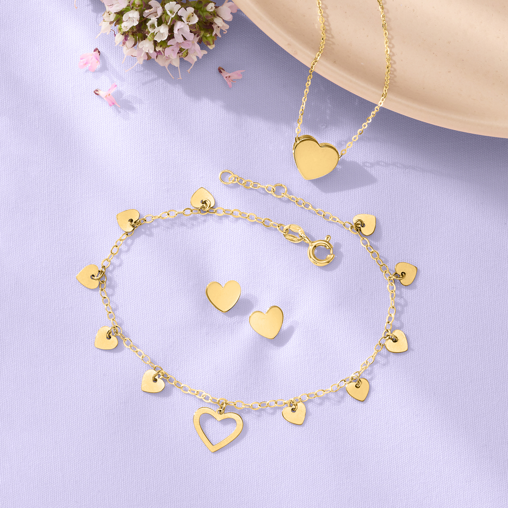 Pure 14kt gold Heart Pendant & chain necklace pendant chain store yellow gold , rose gold , white gold (WHOLESALE PRICE)