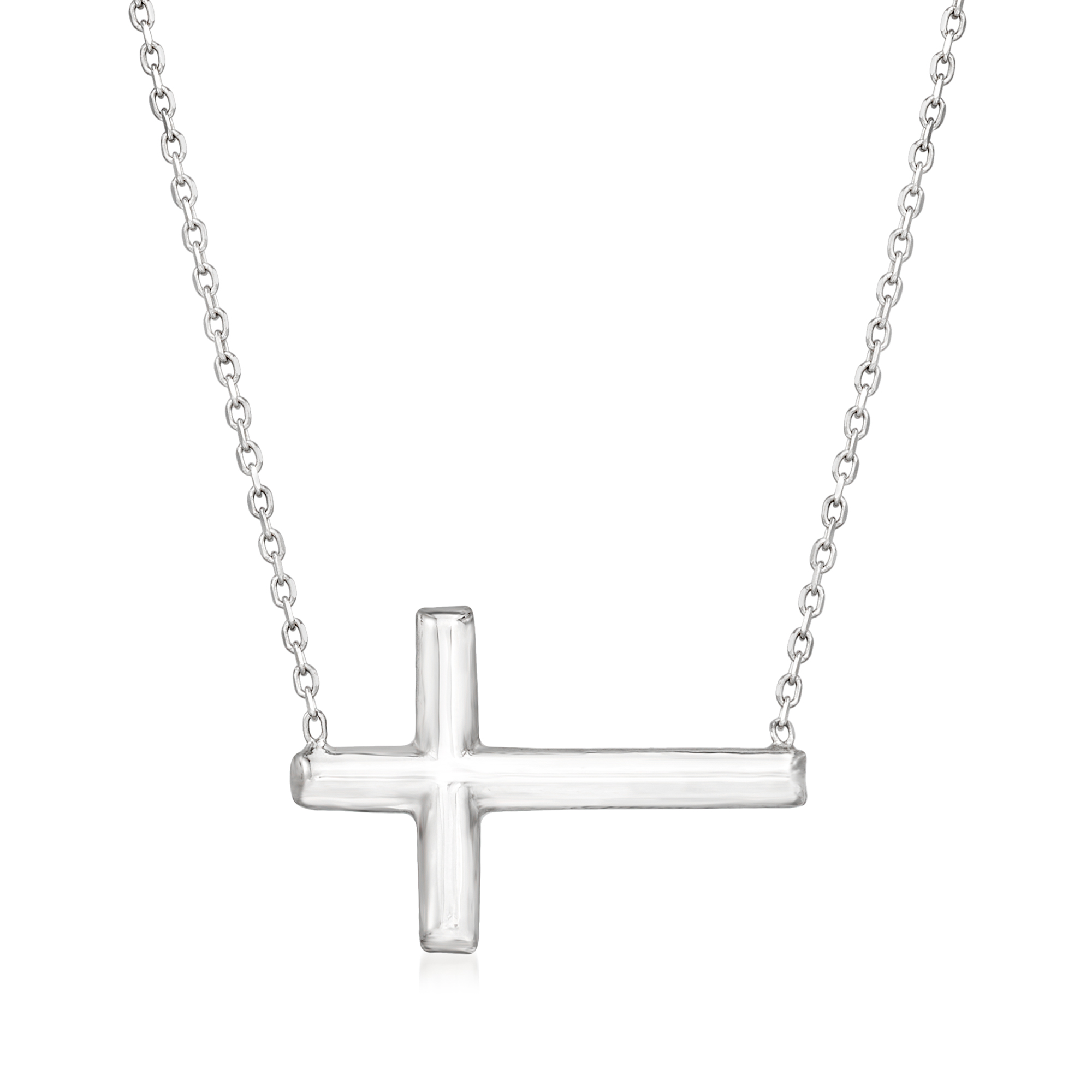 Italian Sterling Silver Sideways Cross Necklace | Ross-Simons