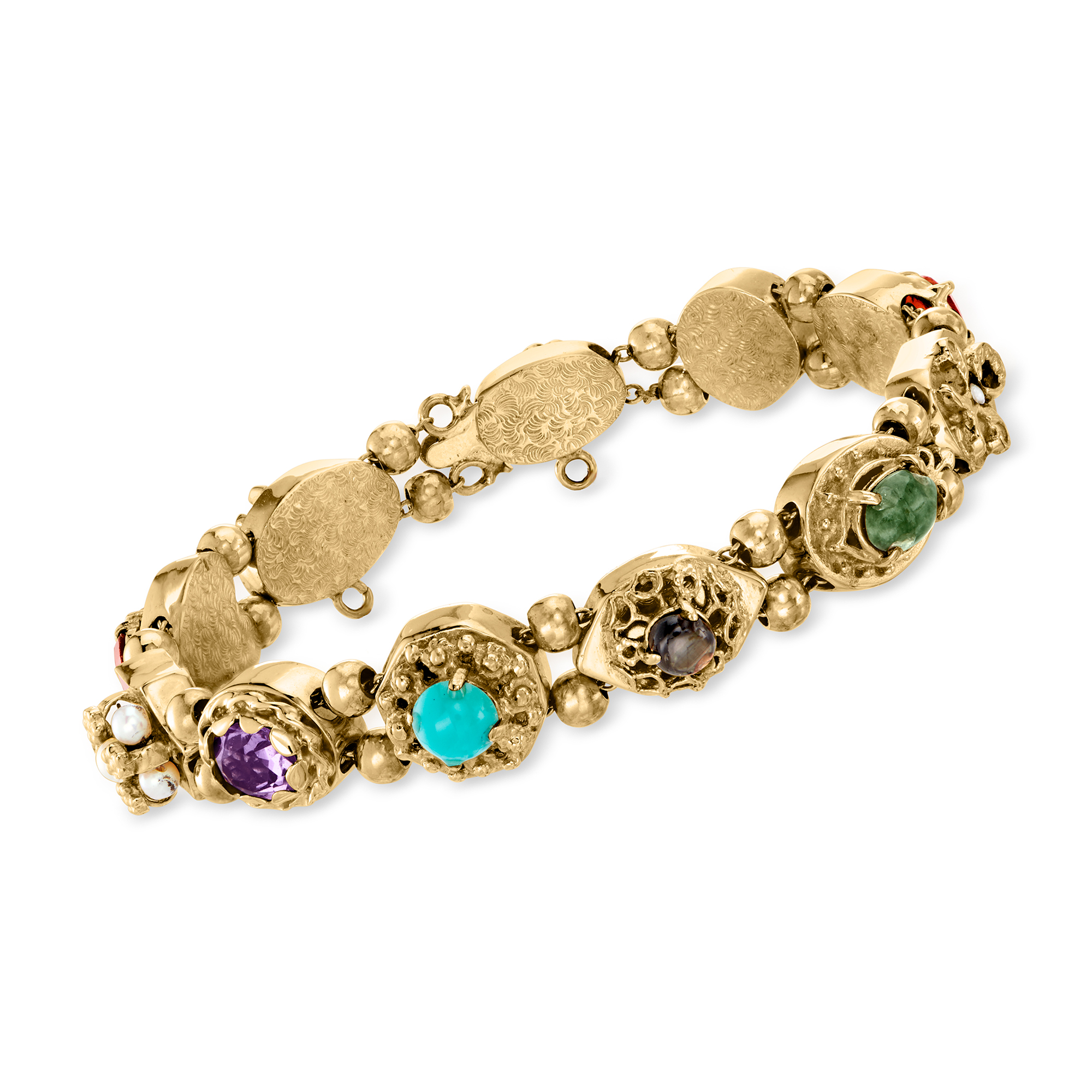 Lady top Remington Vintage Gold and Multicolored Gemstone Bracelet