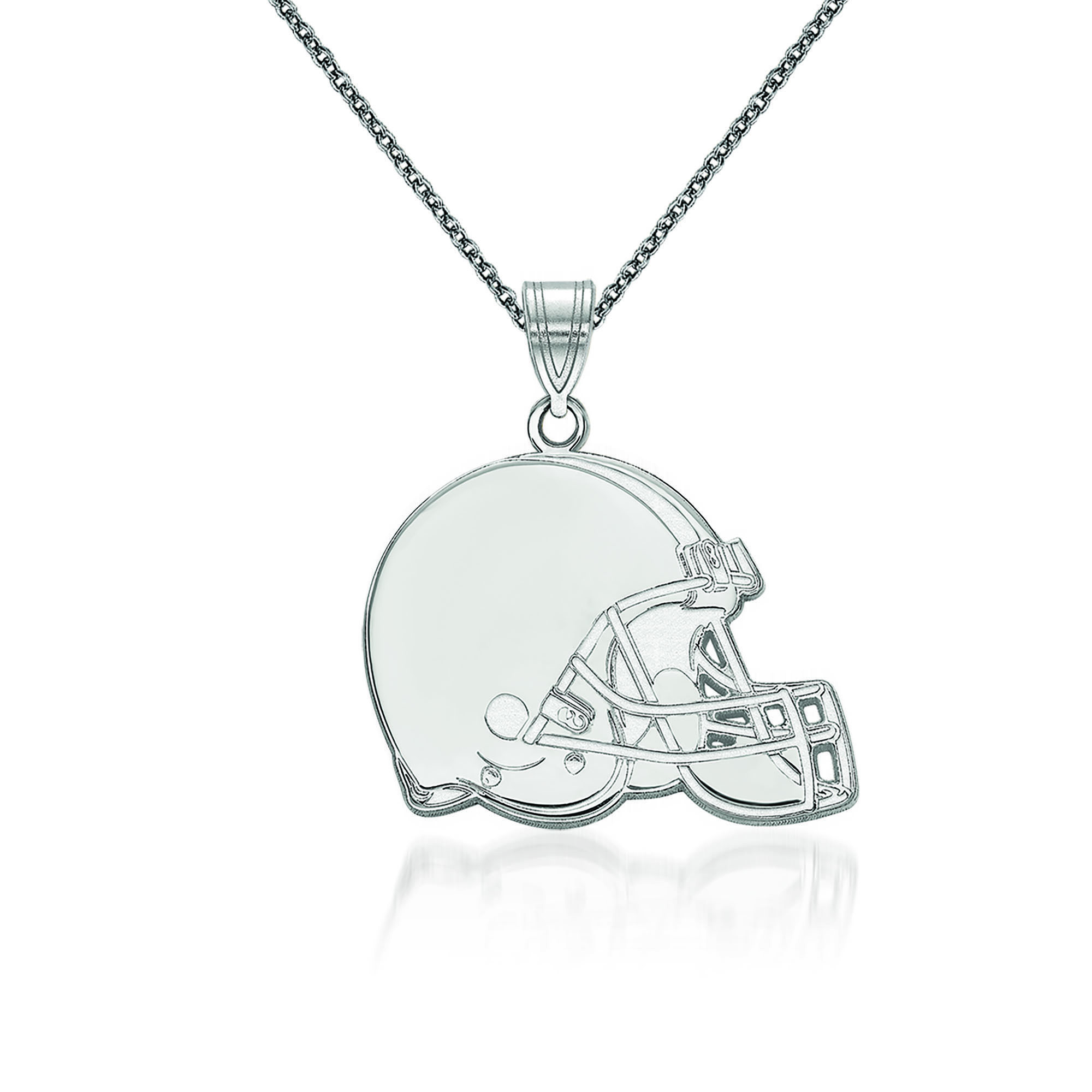 14kt White Gold NFL Cleveland Browns Pendant Necklace. 18" | Ross-Simons