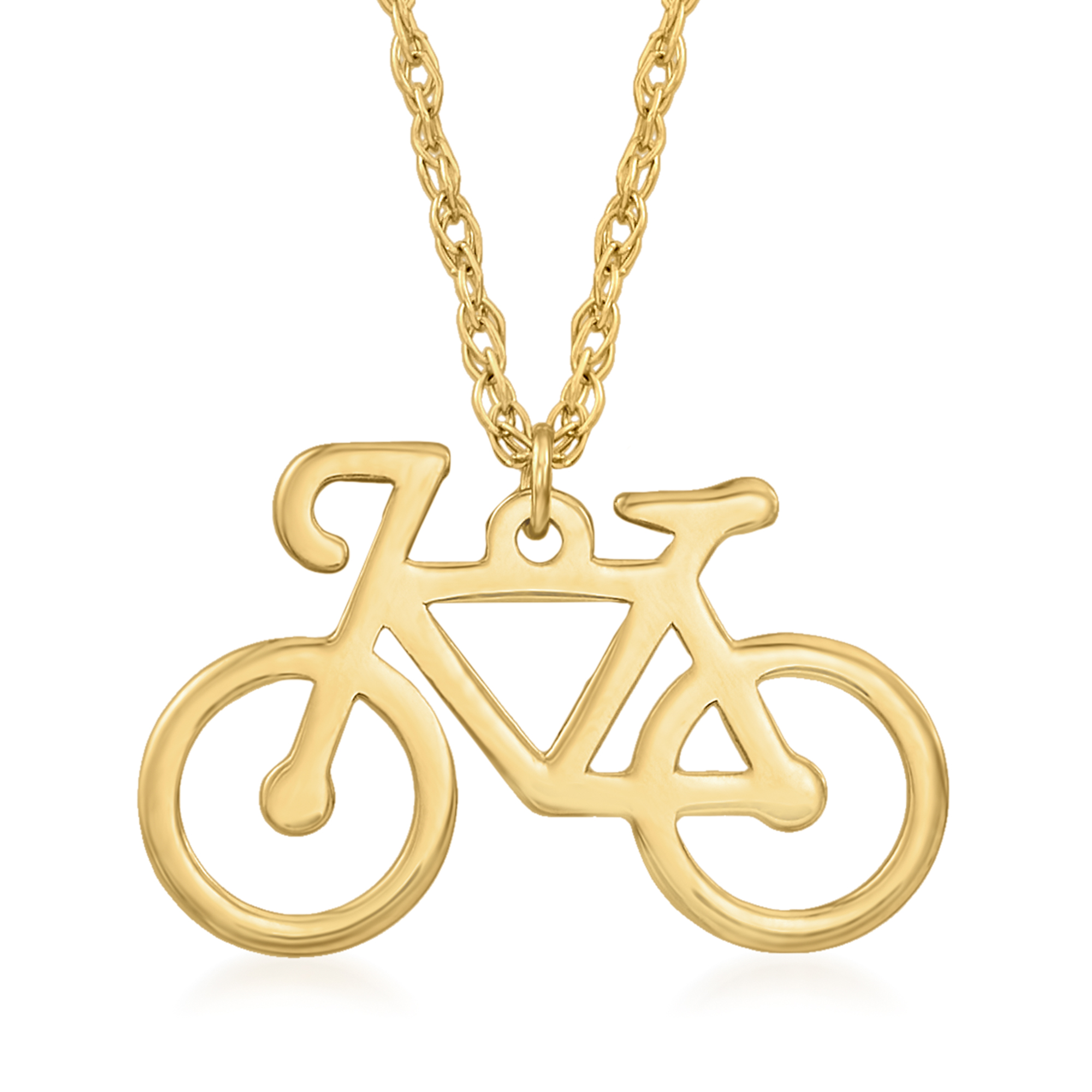 14kt Yellow Gold Bicycle Pendant Necklace | Ross-Simons