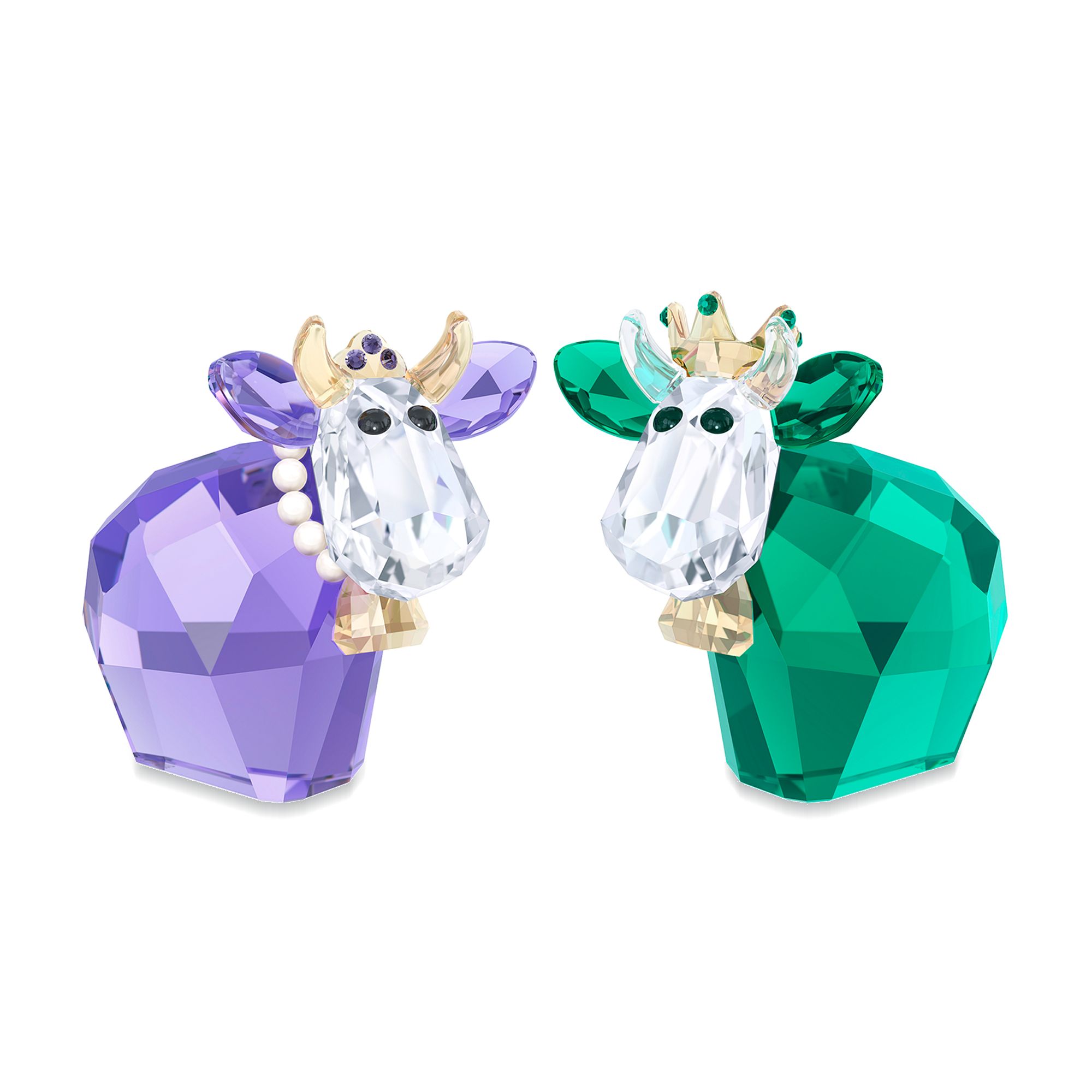 Swarovski Crystal "King and Queen Mo" Purple and Green Crystal Set: Two  Figurines - 2017 Limited Edition | Ross-Simons