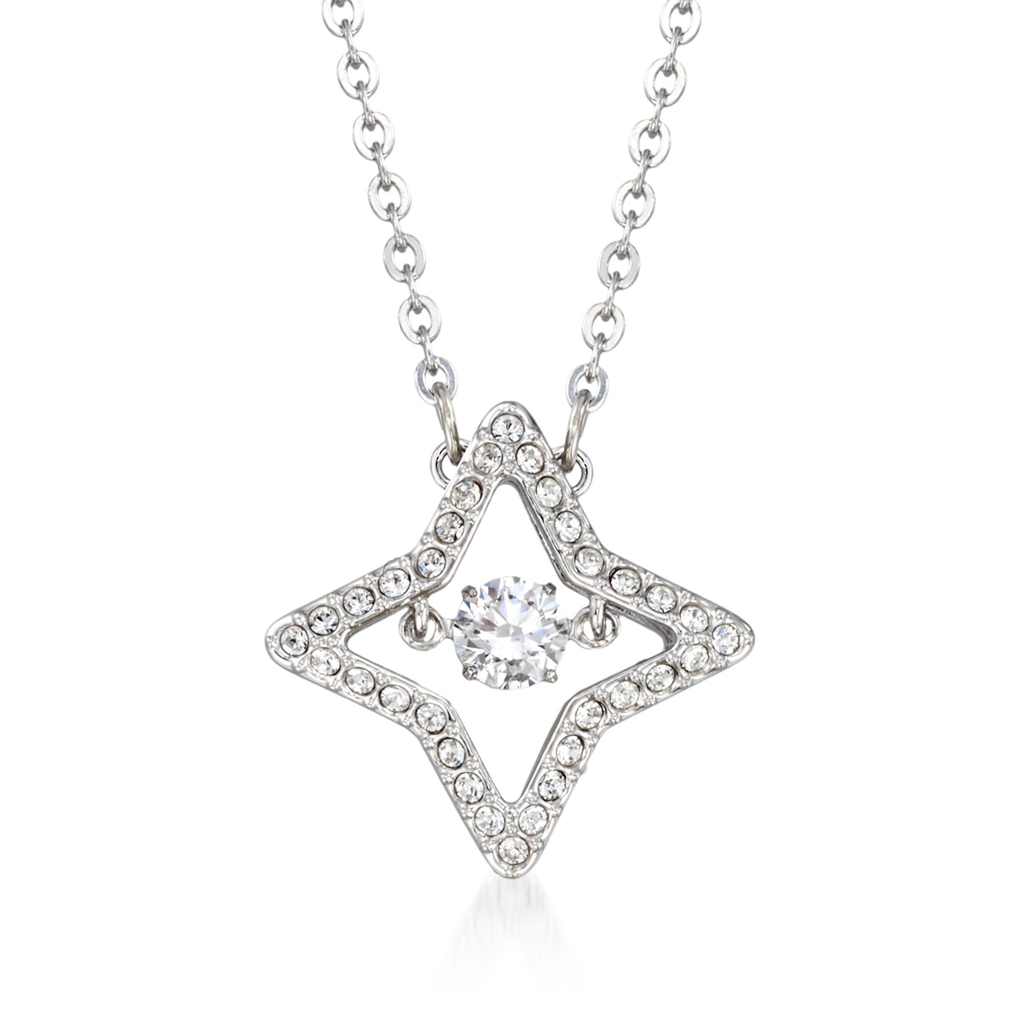 Swarovski Crystal "Sparkling Dance Star" Crystal Star Pendant Necklace in  Silvertone | Ross-Simons