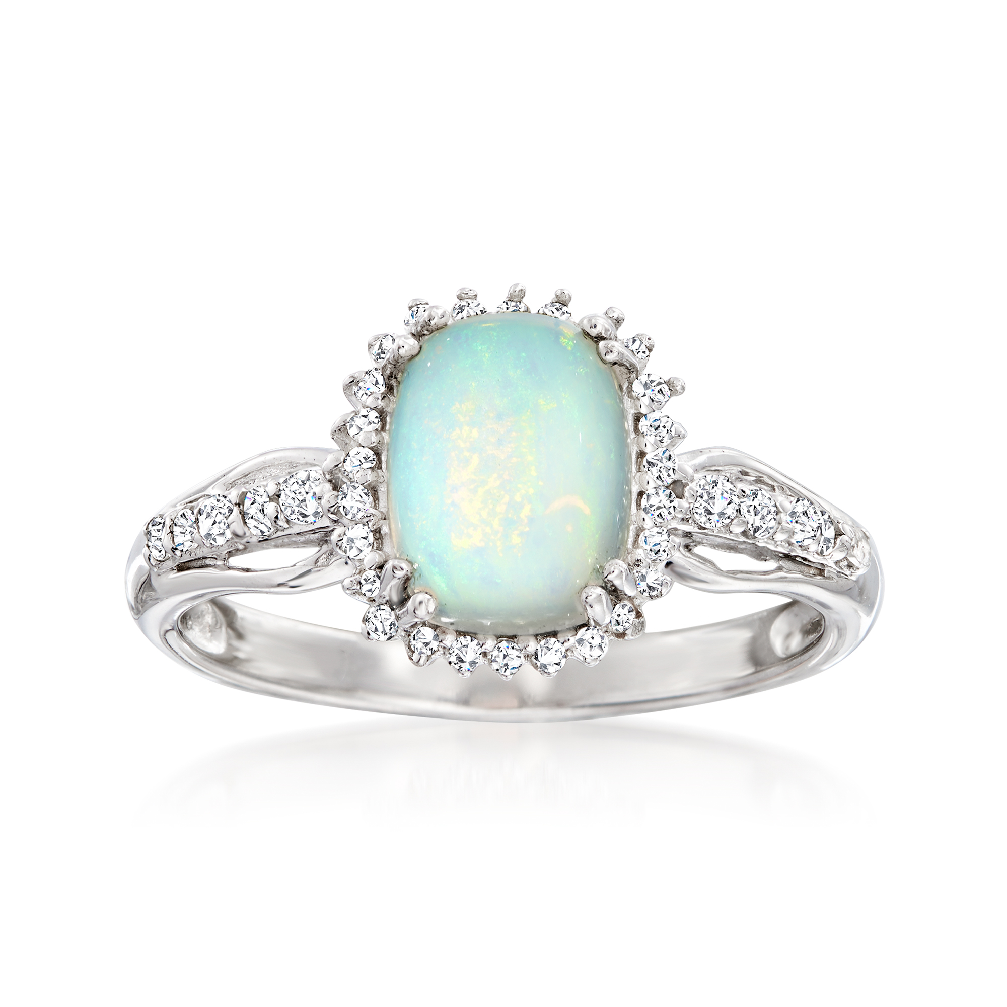 Ethiopian Opal and .35 ct. t.w. White Topaz Ring in Sterling
