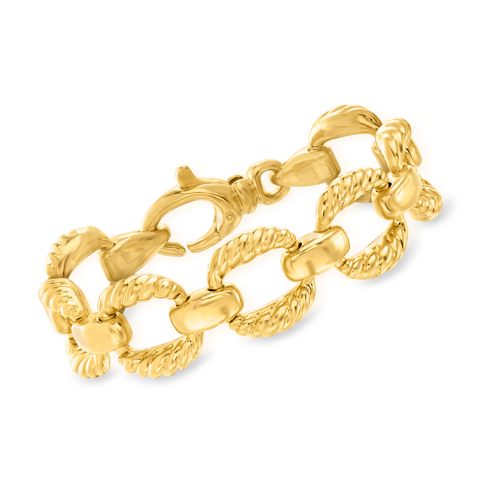 Italian Andiamo 14kt Yellow Gold Over Resin Square-Link Bracelet |  Ross-Simons