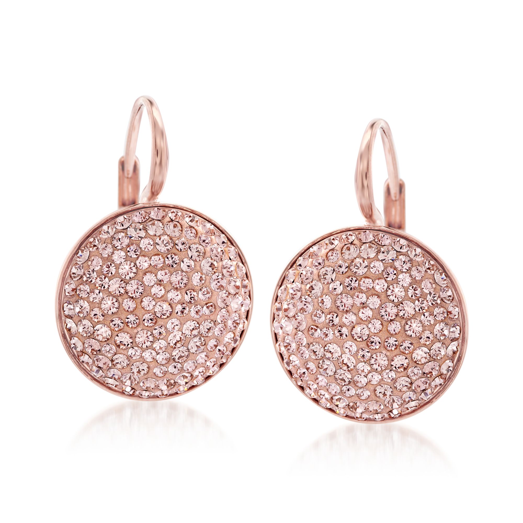 Swarovski Crystal "Fun" Pink Crystal Circle Drop Earrings in Rose Gold  Plate | Ross-Simons