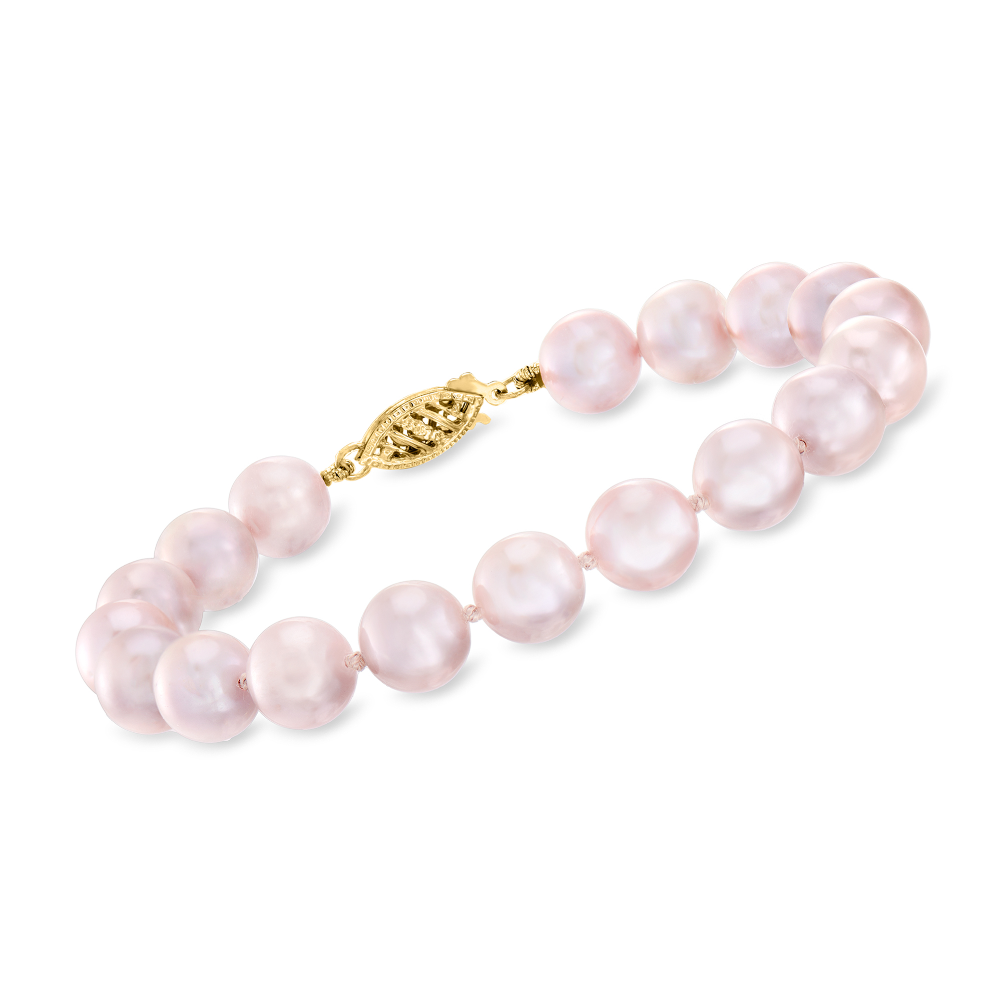 8-8.5mm Pink Cultured Pearl Bracelet with 14kt Yellow Gold Clasp |  Ross-Simons