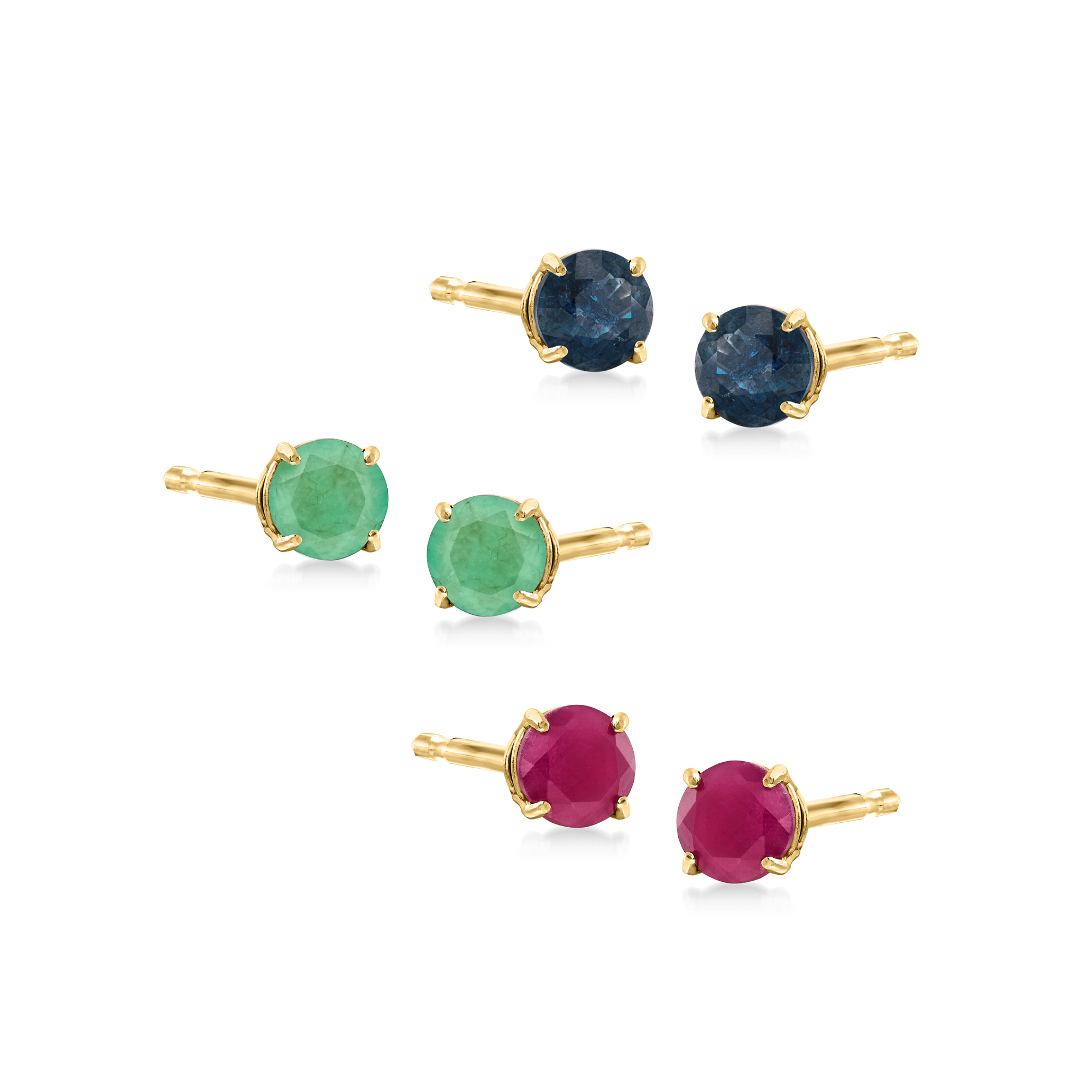 1.70 ct. t.w. Multi-Gemstone Jewelry Set: Three Pairs of Stud