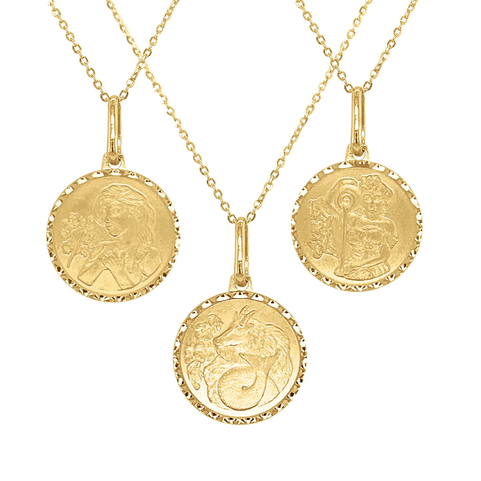 Italian 14kt Yellow Gold Zodiac Coin Pendant Necklace | Ross-Simons