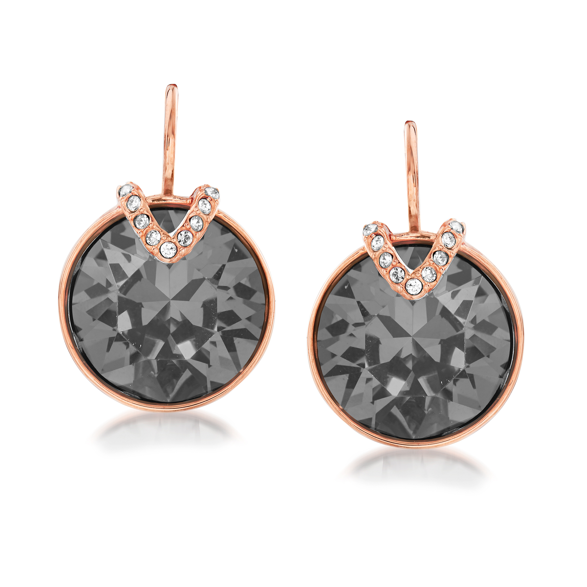 Swarovski Crystal "Bella" Gray Crystal Large V-Shape Drop Earrings in Rose  Gold Plate | Ross-Simons