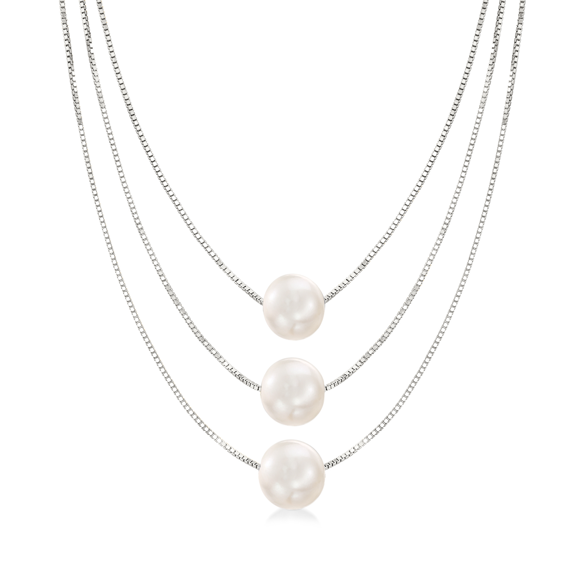 Set of 8 Pearl Necklaces, 8 Bridesmaid Necklaces, 925 Sterling shops Silver Necklaces, Floating Pearls 0305