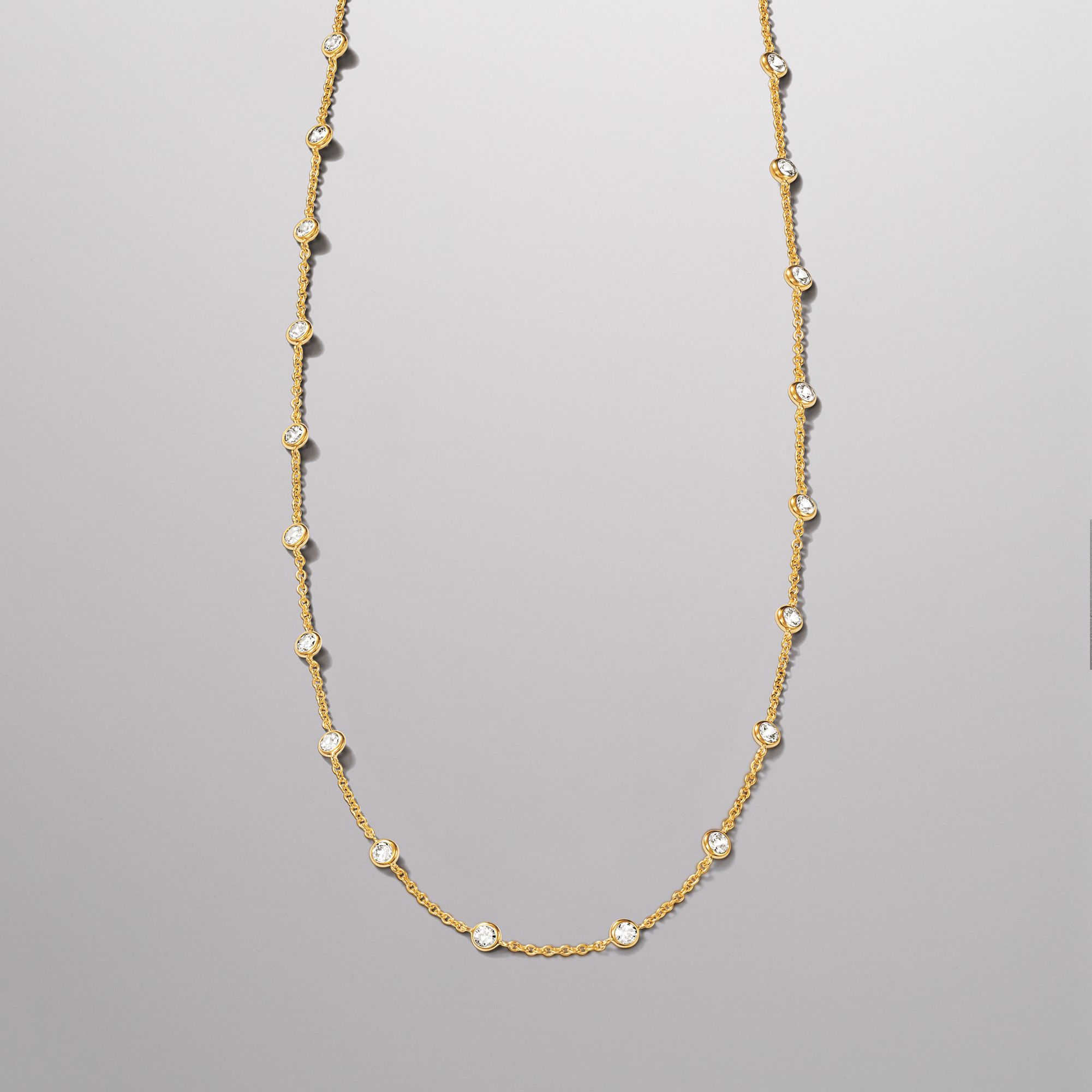 4.50 ct. t.w. CZ Station Necklace in 18kt Gold Over Sterling