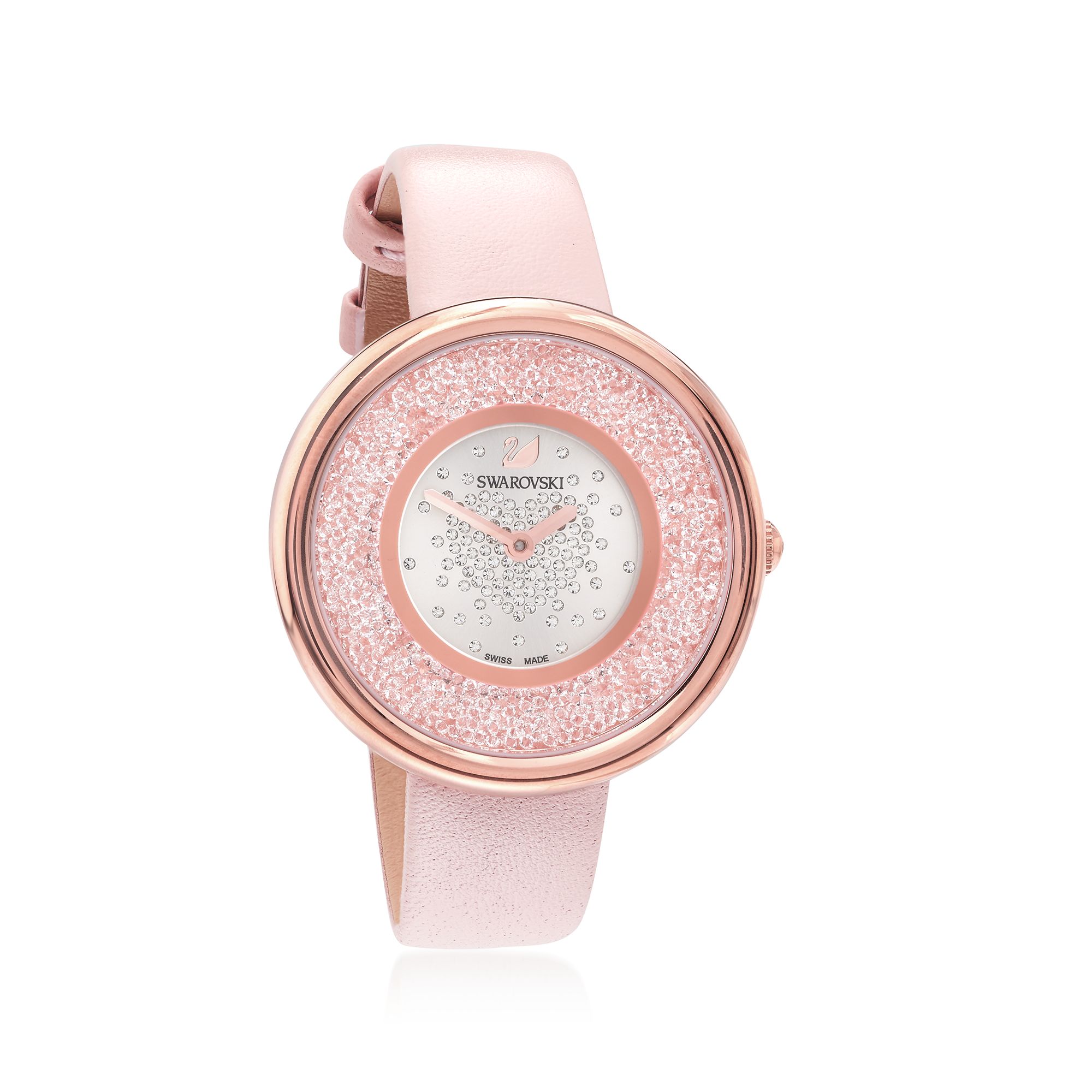 Swarovski Crystal Crystalline Pure Women's Rose Goldtone Stainless Watch  with Crystals and Pink Leather | Ross-Simons