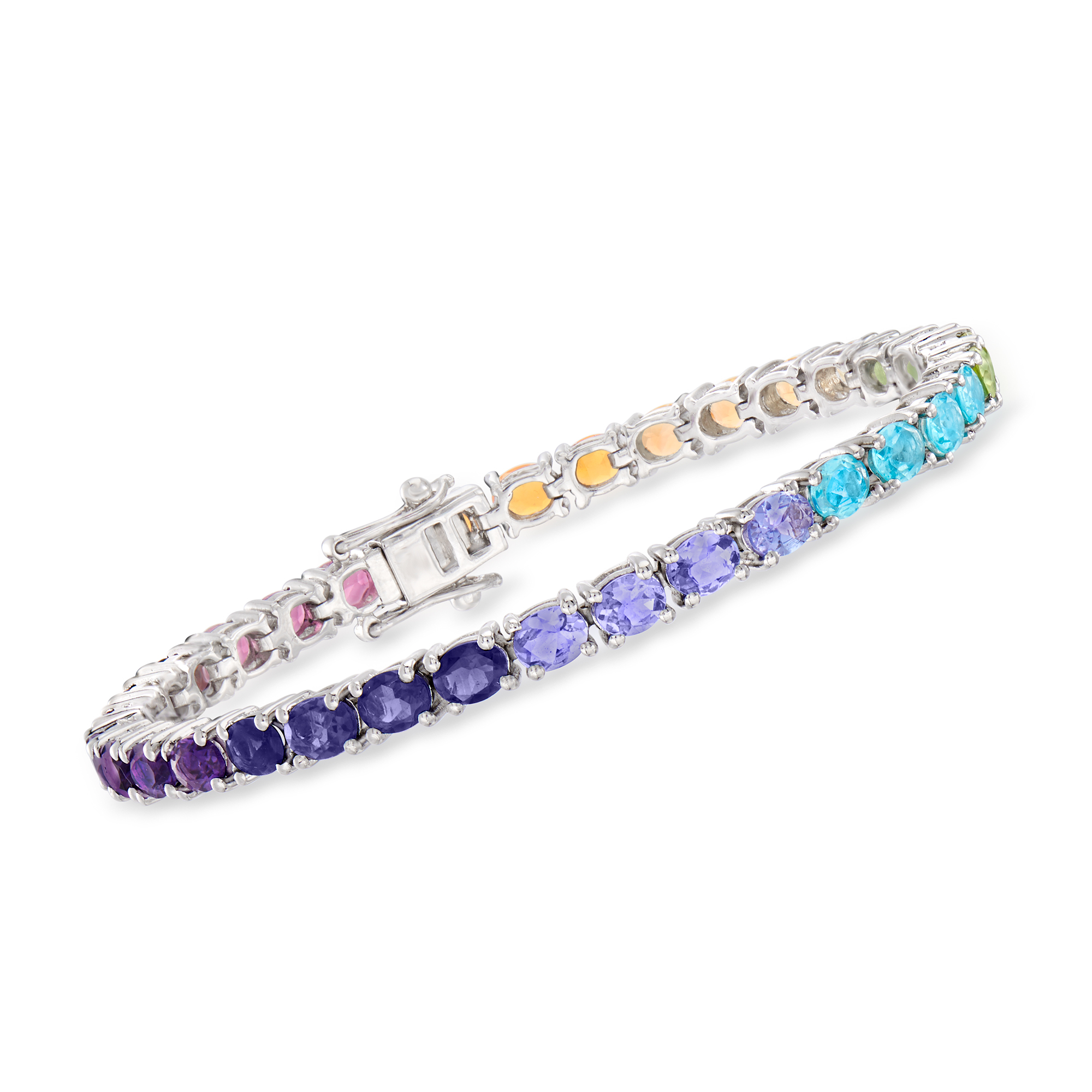 Vintage 925 Sterling Silver Multi Gemstone Tennis Bracelet 7”, deals 26g