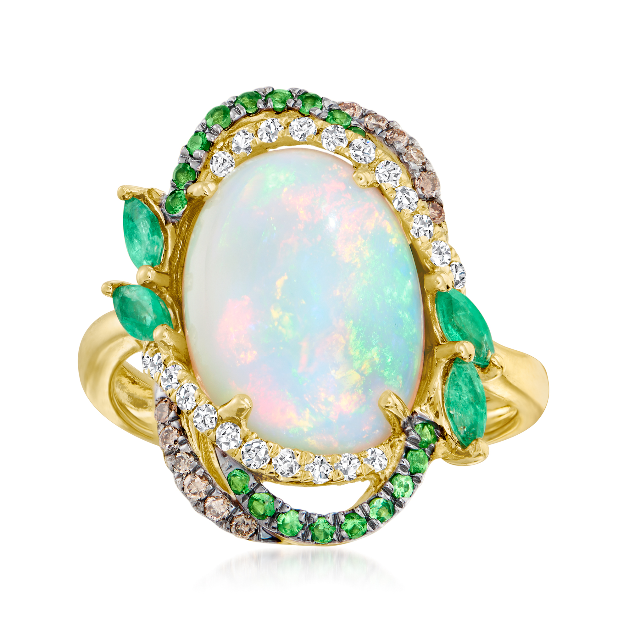 Ethiopian Opal & Songes Yellow Sapphire ring store size 9