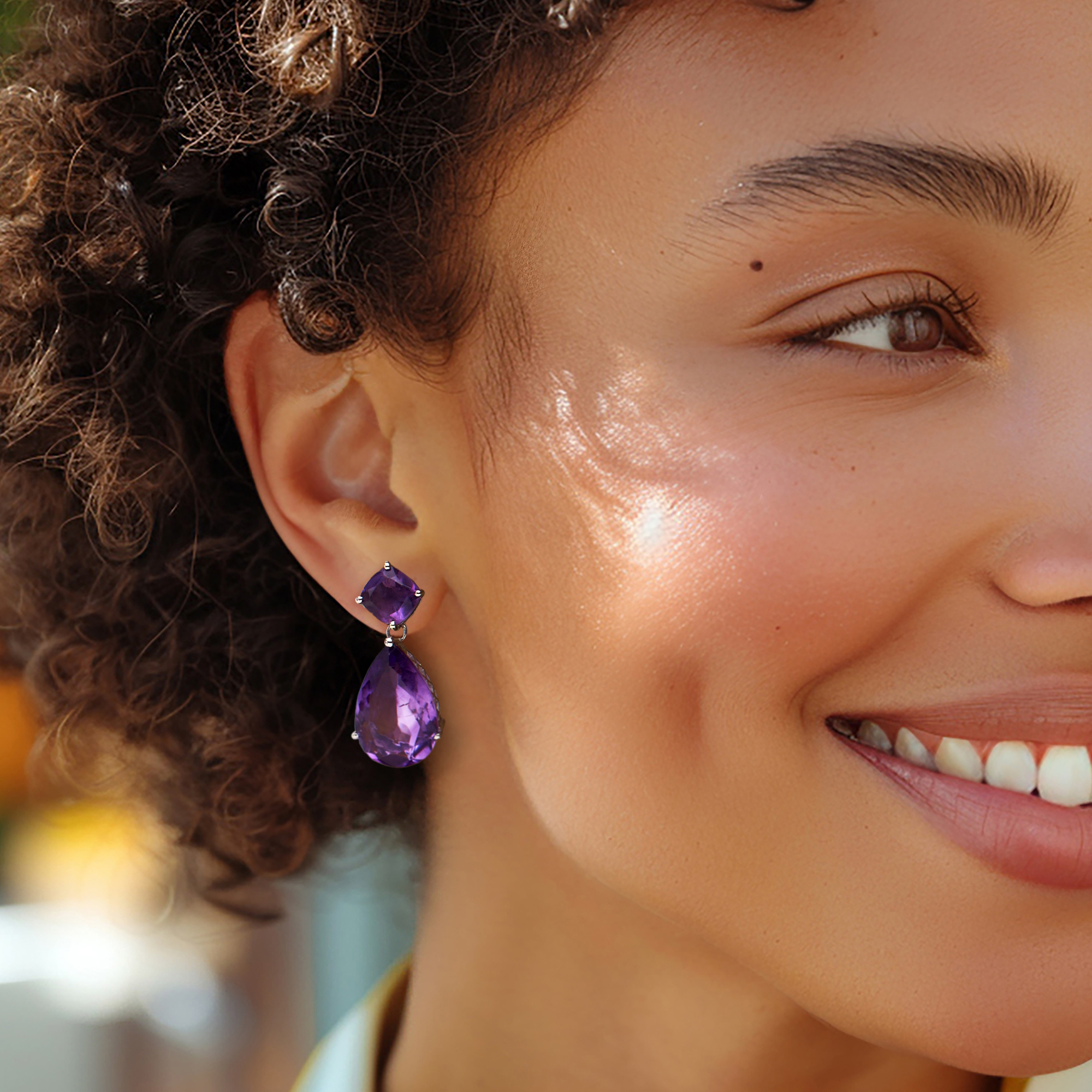 Blame It On Rio Earrings | Amethyst Earrings | Amethyst and silver earrings newest | Hoop Earrings | Silver circle earrings | BoHo Earrings