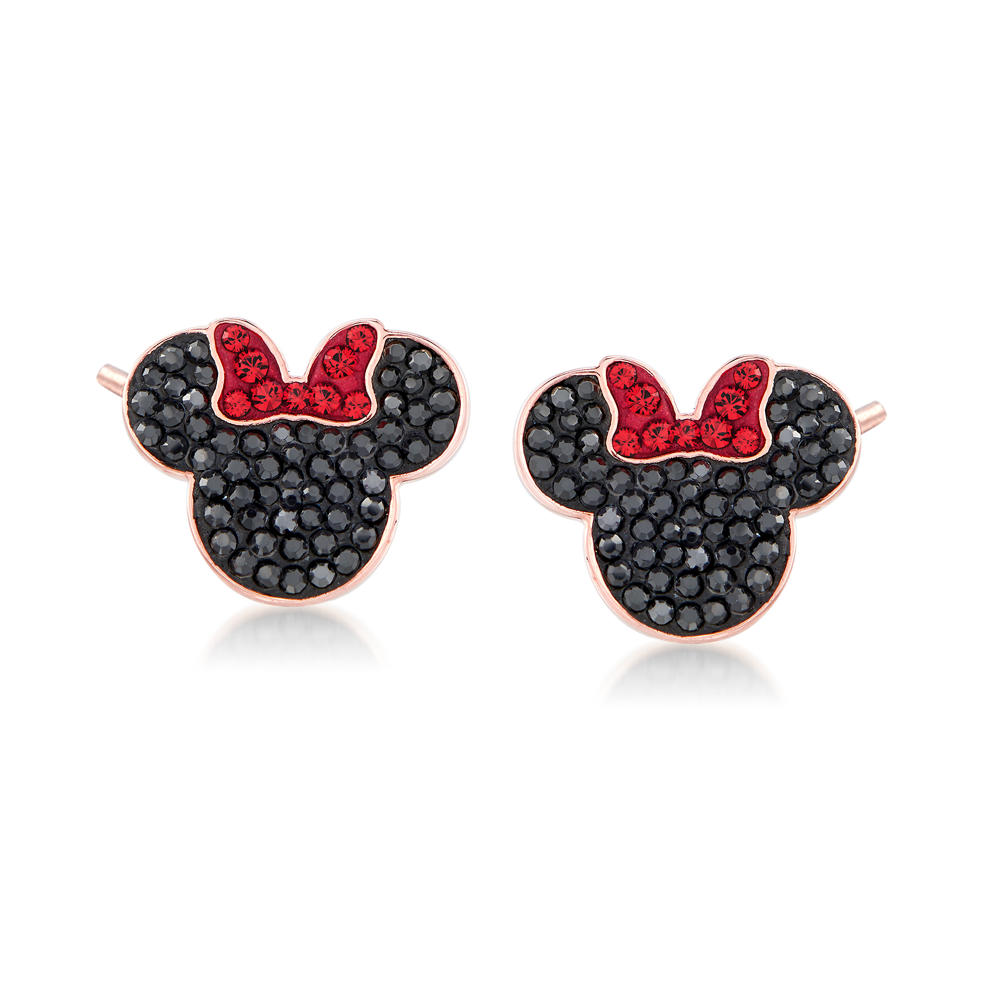 Swarovski Crystal Minnie Mouse Stud Earrings in Rose Gold-Plated Metal |  Ross-Simons