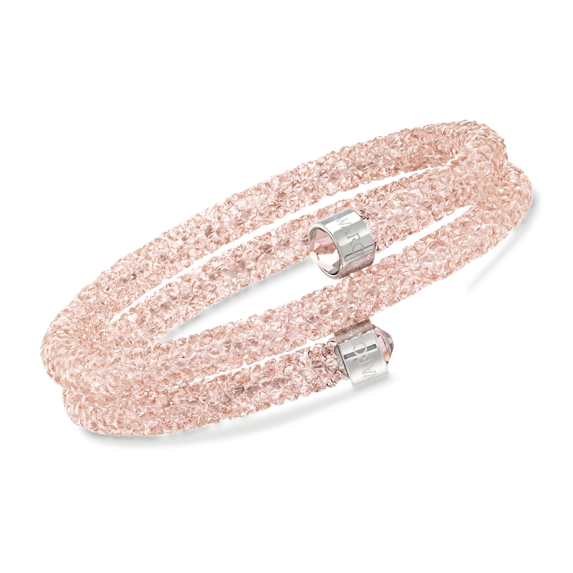 Swarovski Crystal "Dust" Rose Pink Crystal Coil Bracelet in Stainless Steel  | Ross-Simons