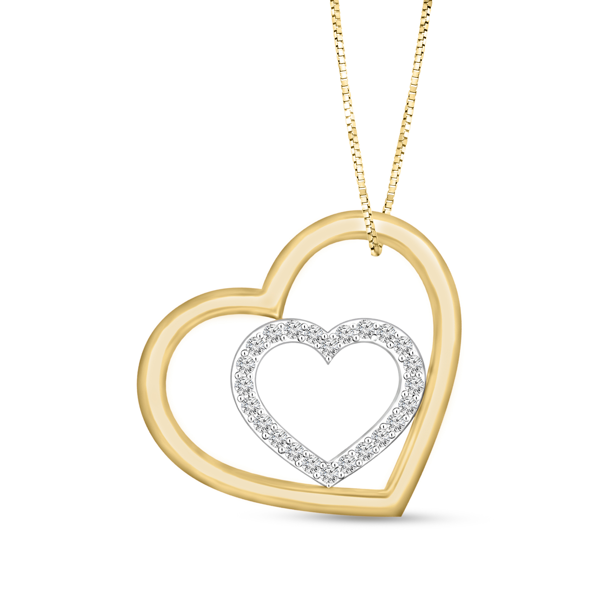 Diamond Heart Pendant Necklace in 14K Yellow Gold, .25 ct. t.w. - 100%  Exclusive