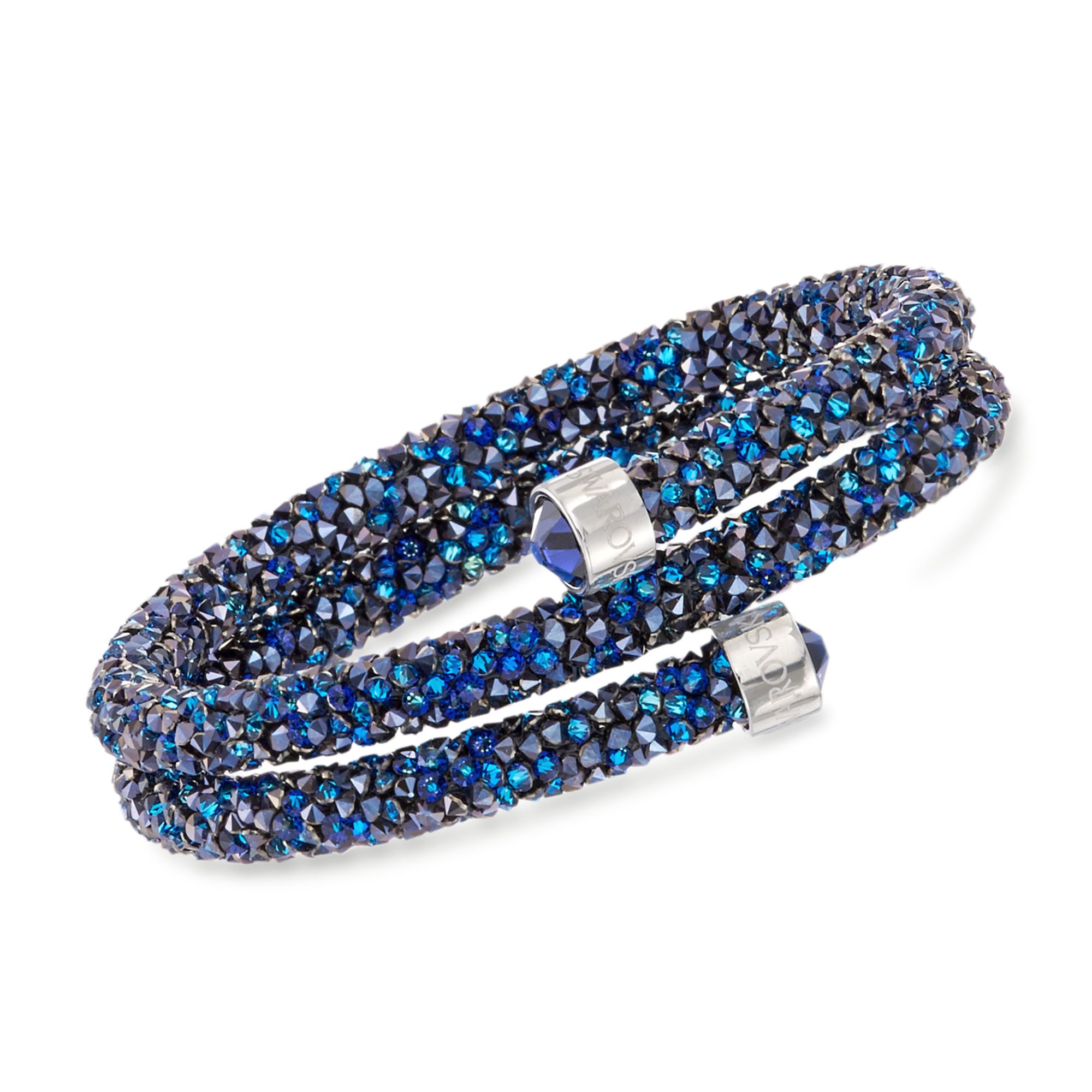 Swarovski Crystal "Dust" Blue Crystal Coil Bracelet in Stainless Steel |  Ross-Simons