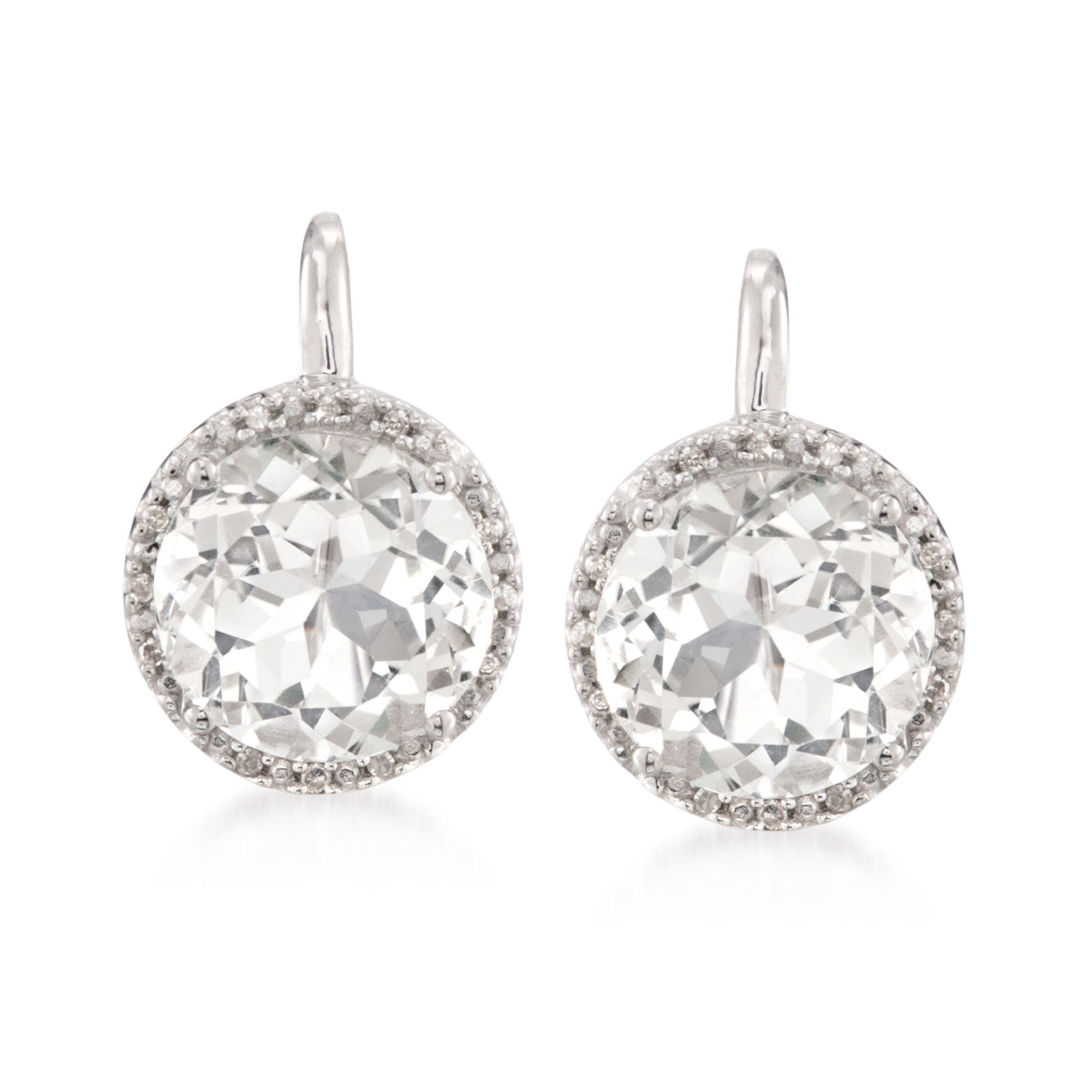 7.75 ct. t.w. White Topaz Earrings with Diamond Accents in Sterling Silver  | Ross-Simons