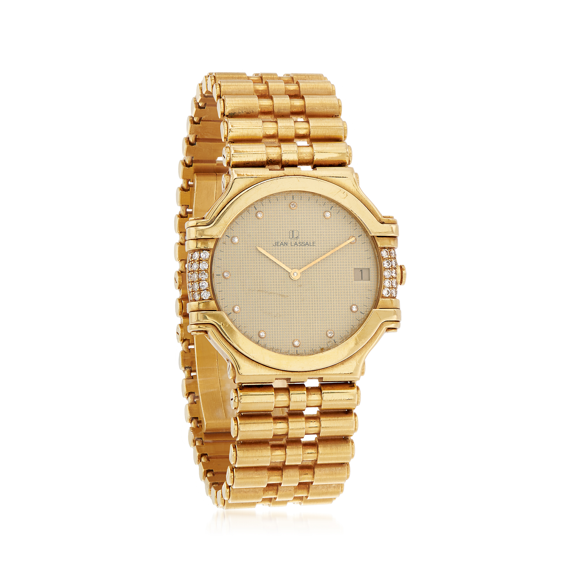 C. 1990 Vintage Jean Lassale Women's 30mm .38 ct. t.w. Diamond Quartz Watch  in 18kt Yellow Gold | Ross-Simons