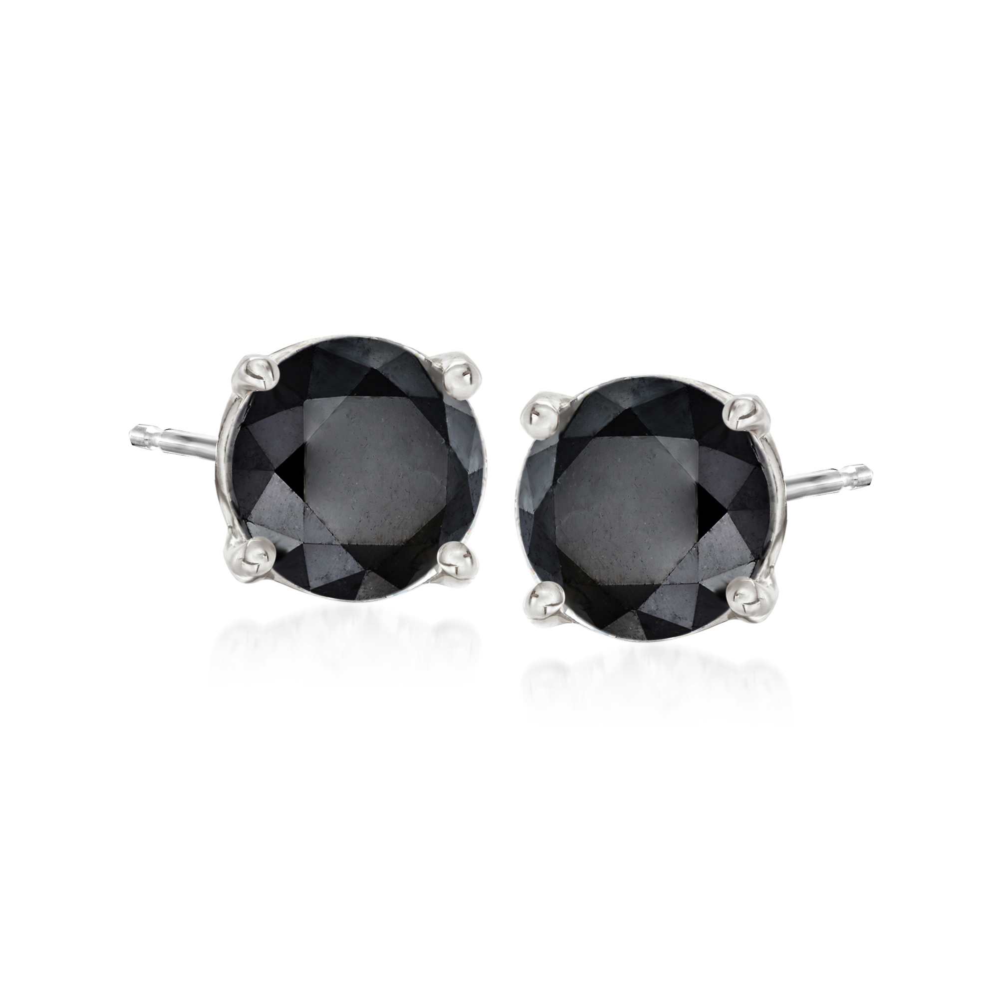 3.00 ct. t.w. Black Diamond Stud Earrings in 14kt White Gold | Ross-Simons