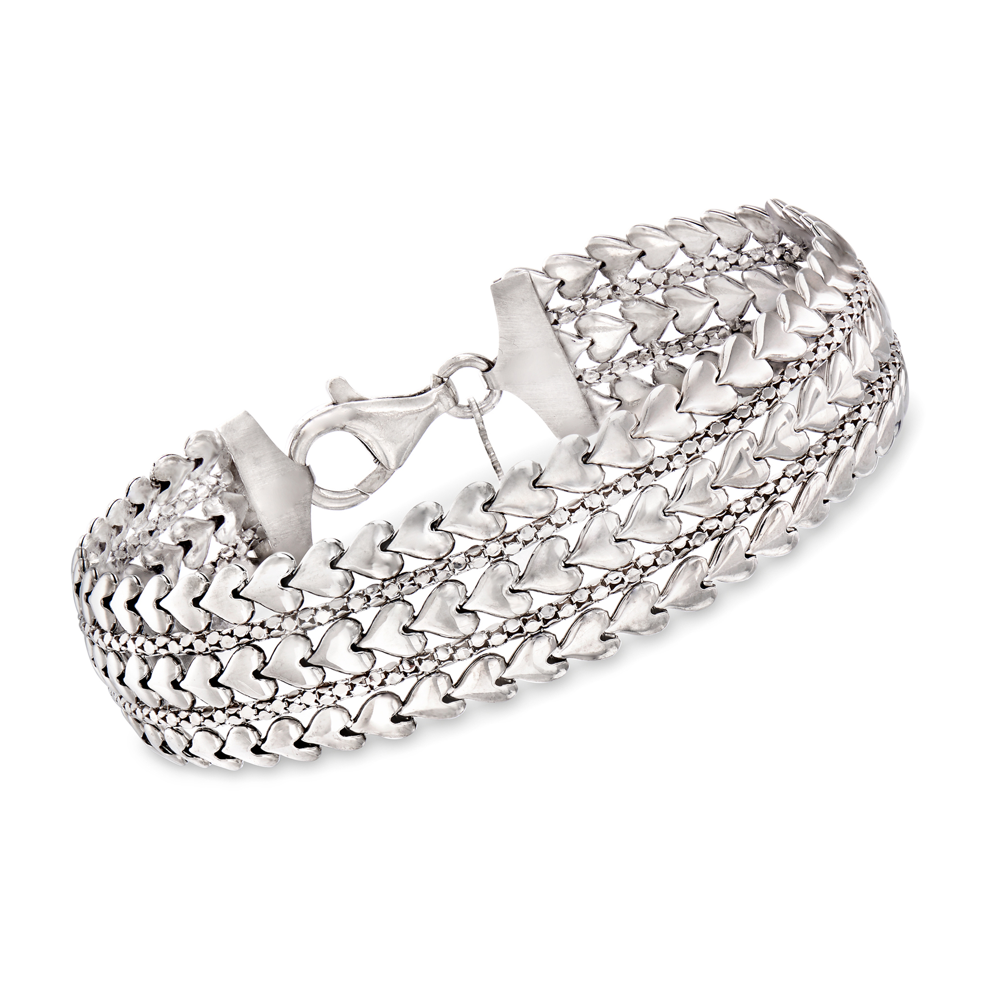Italian Sterling Silver Multi-Row Heart Bracelet | Ross-Simons