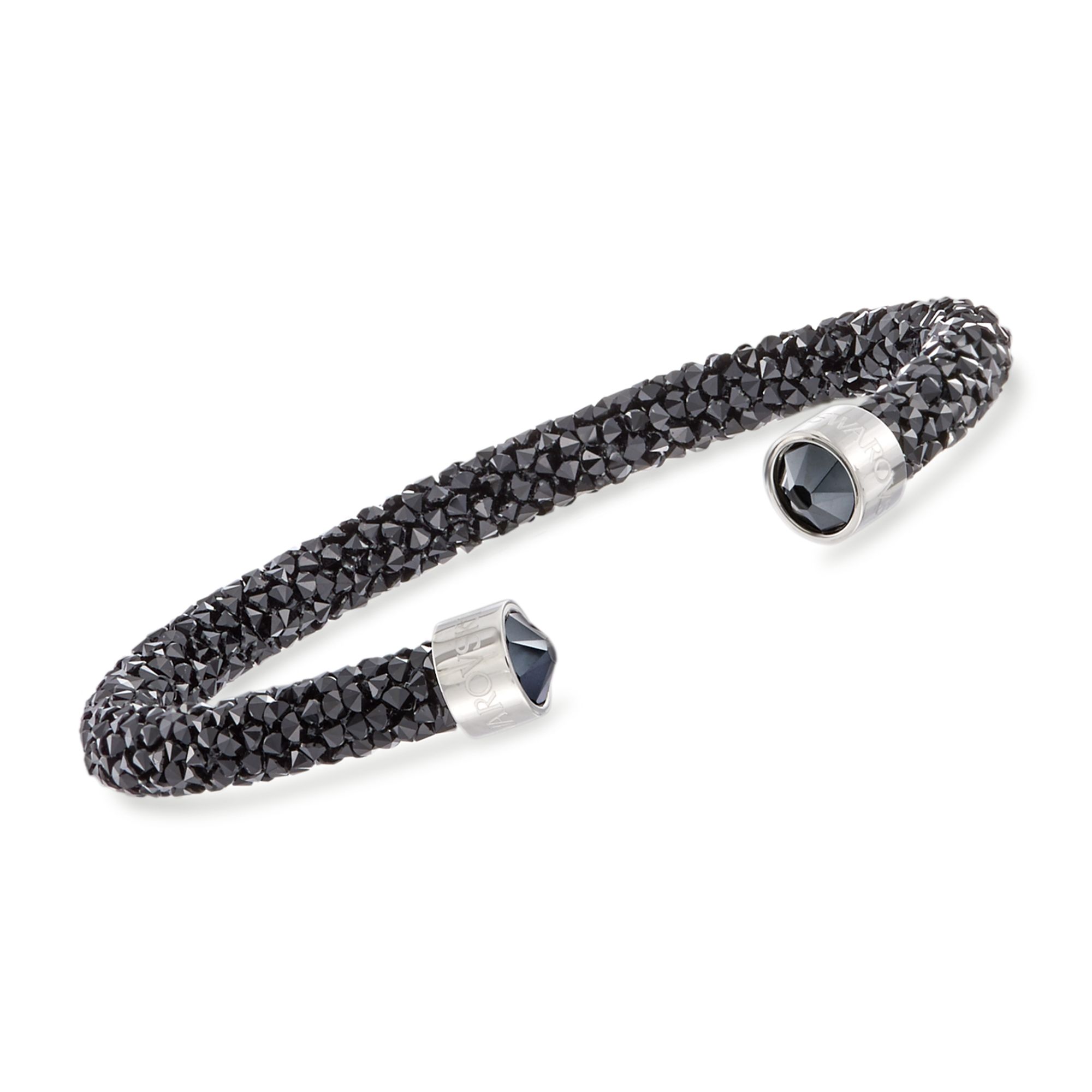 Swarovski Crystal "Dust" Black and Metallic Gray Crystal Cuff Bracelet in  Stainless Steel | Ross-Simons